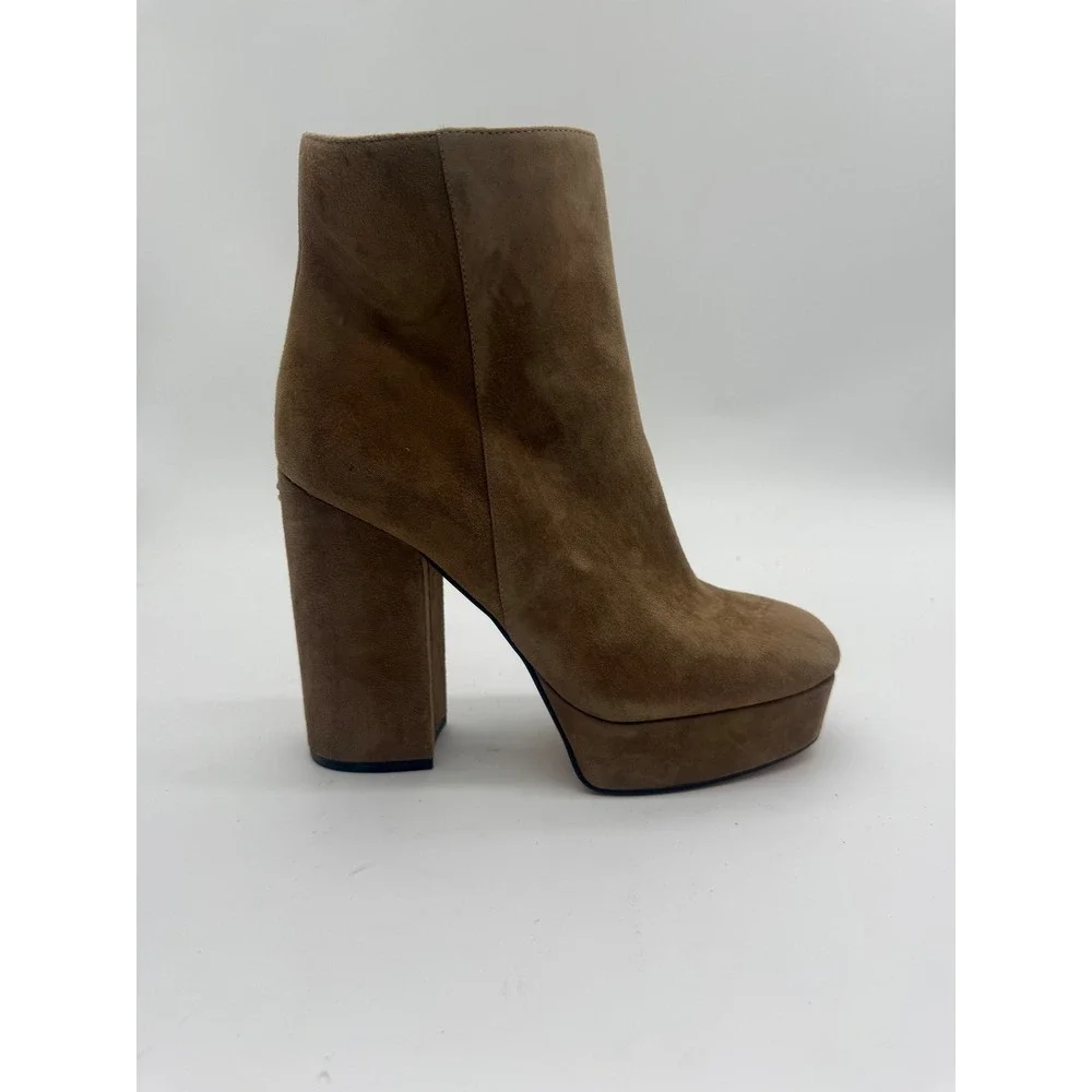New! Coach Suede Platform Block Heel‎ Ankle Booties Iona Tan – Size 9